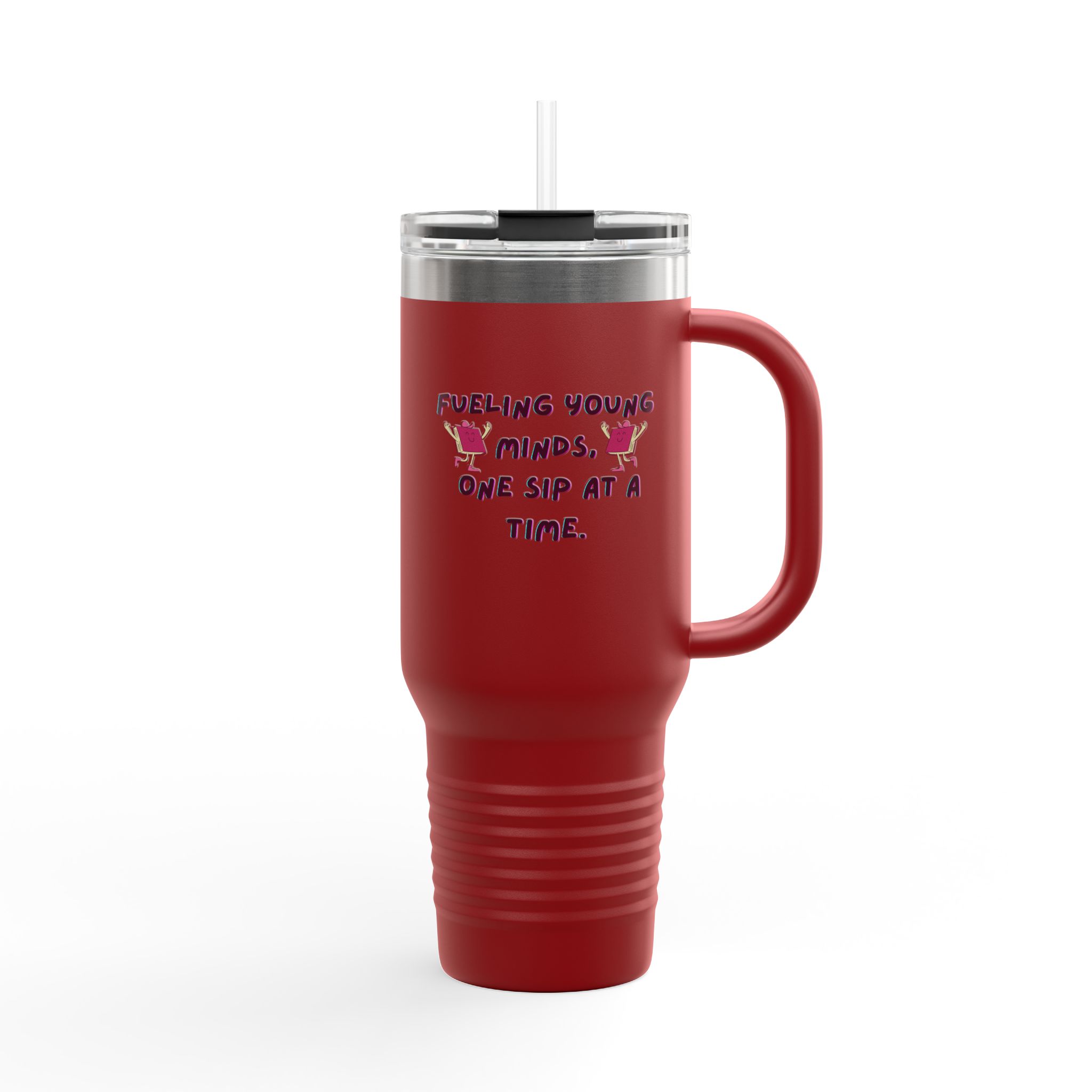 Cartoon Books Insulated Travel Mug, 40oz - Fueling Young Minds, One Sip at a Time, Fun Kids Travel Cup, Large Coffee Tumbler - Image 3