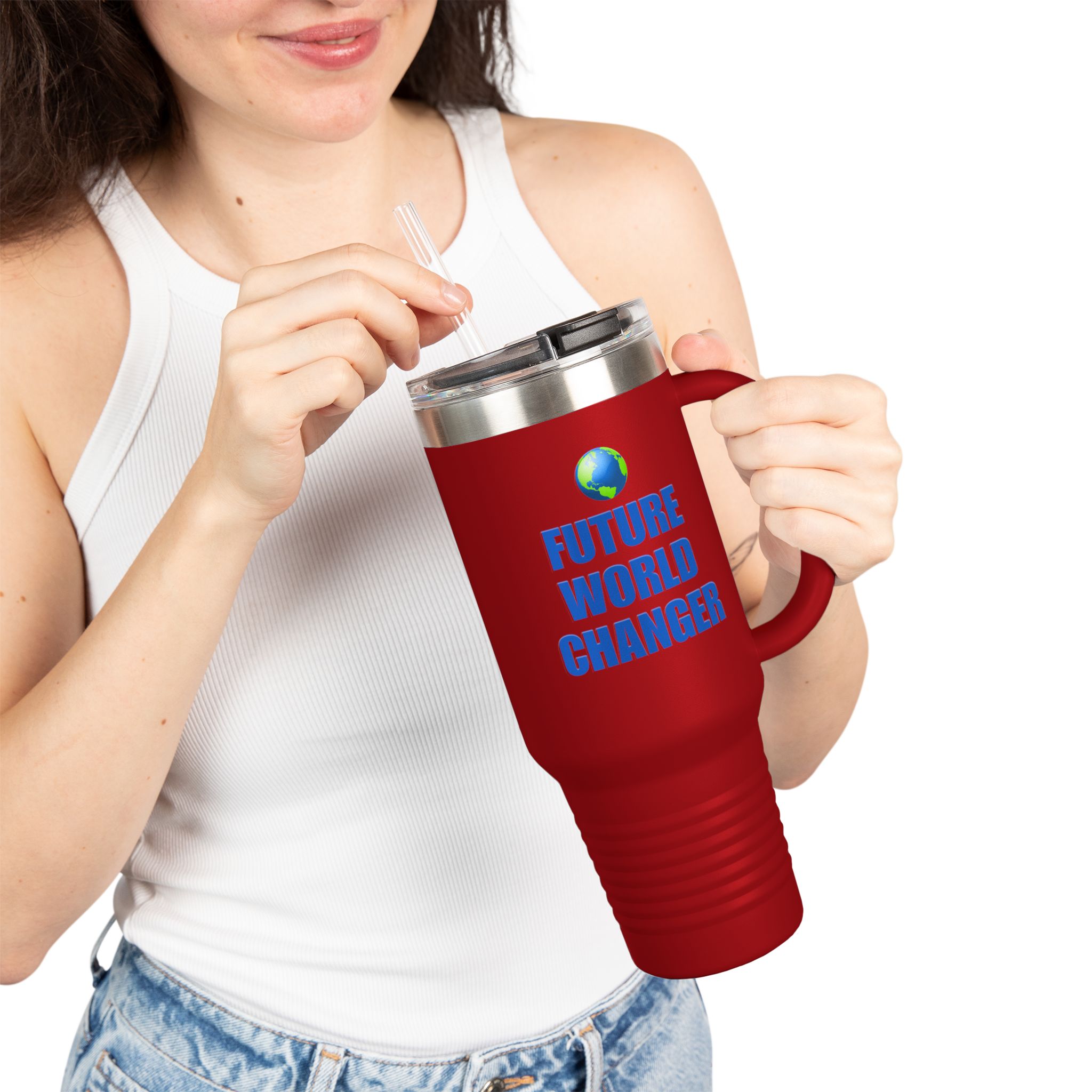 Future World Changer Travel Mug, Motivational Stainless Steel Tumbler, Teacher Student Gift, Environmentalist Drinkware, Insulated Travel - Image 3