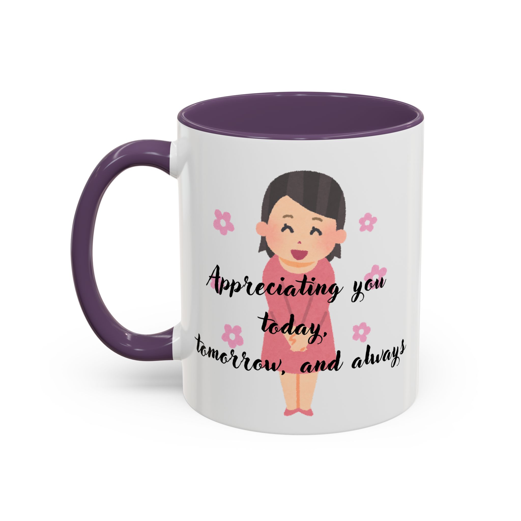 Teacher Appreciation Coffee Mug, Thank You Gift for Elementary School Teacher, Cartoon Character Design, Pink Flowers, 11/15oz, Pastel - Image 13