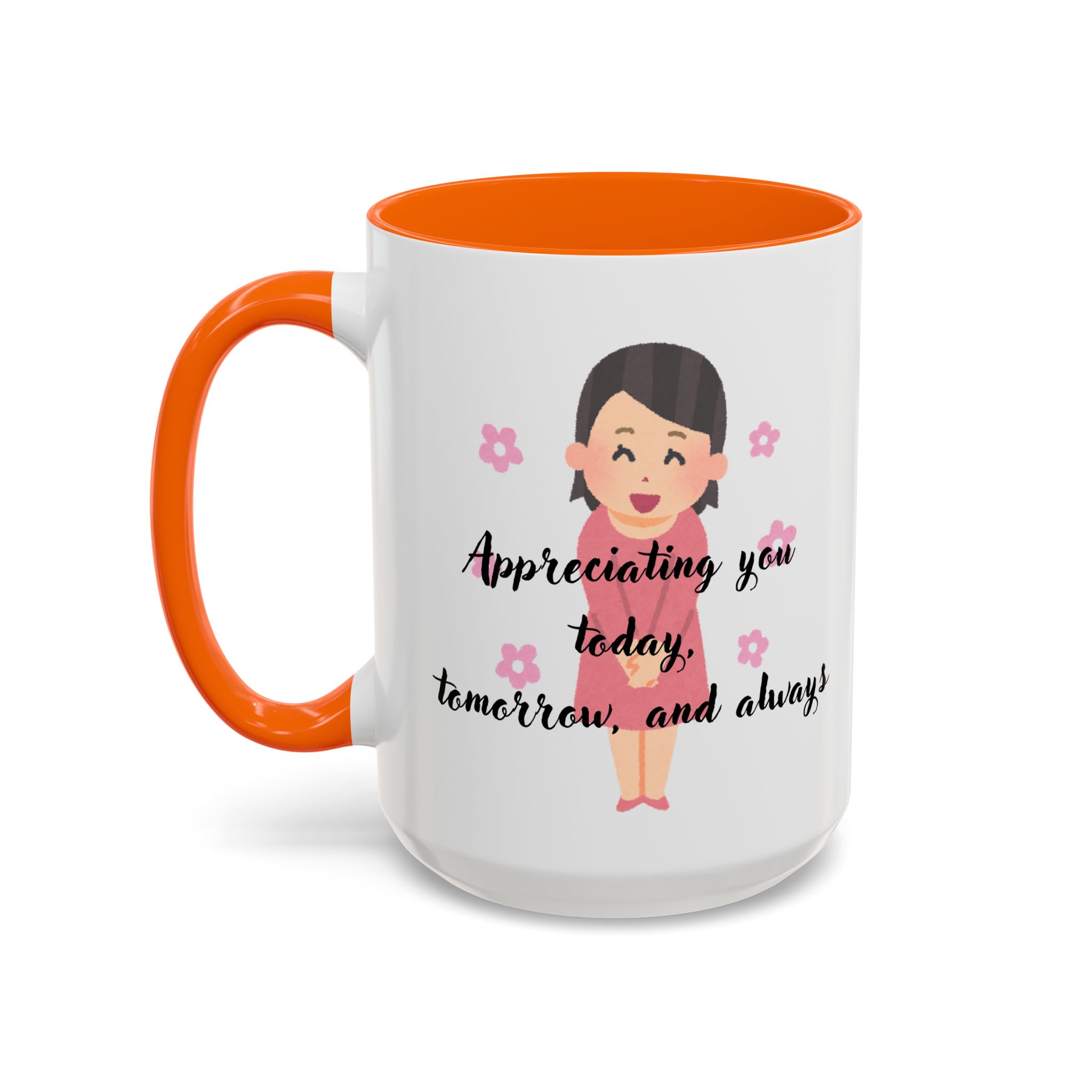 Teacher Appreciation Coffee Mug, Thank You Gift for Elementary School Teacher, Cartoon Character Design, Pink Flowers, 11/15oz, Pastel - Image 15