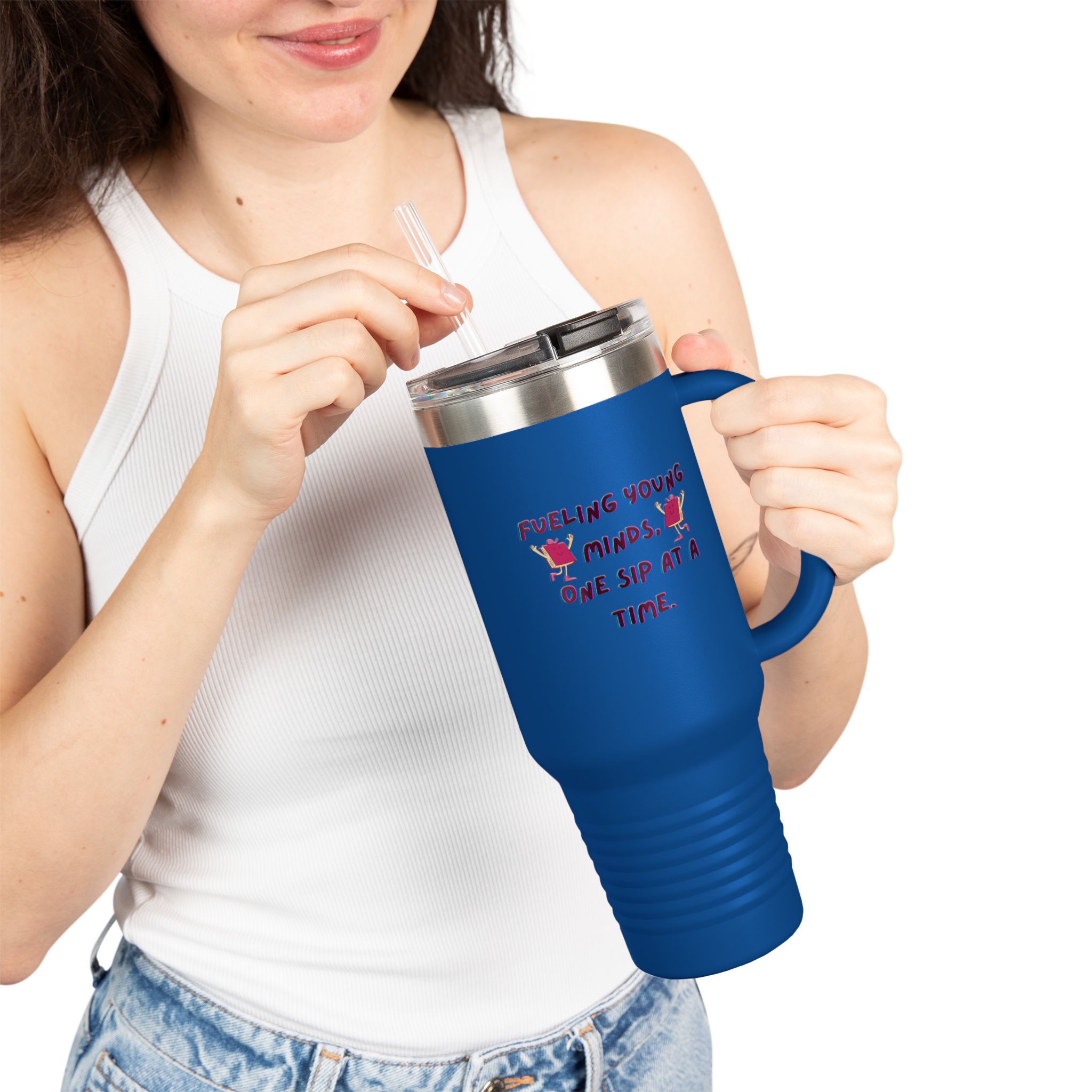 Cartoon Books Insulated Travel Mug, 40oz - Fueling Young Minds, One Sip at a Time, Fun Kids Travel Cup, Large Coffee Tumbler - Image 13