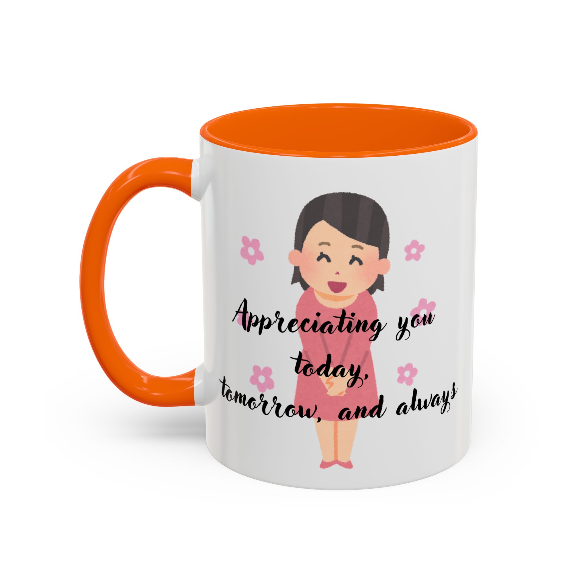 Teacher Appreciation Coffee Mug, Thank You Gift for Elementary School Teacher, Cartoon Character Design, Pink Flowers, 11/15oz, Pastel - Image 12