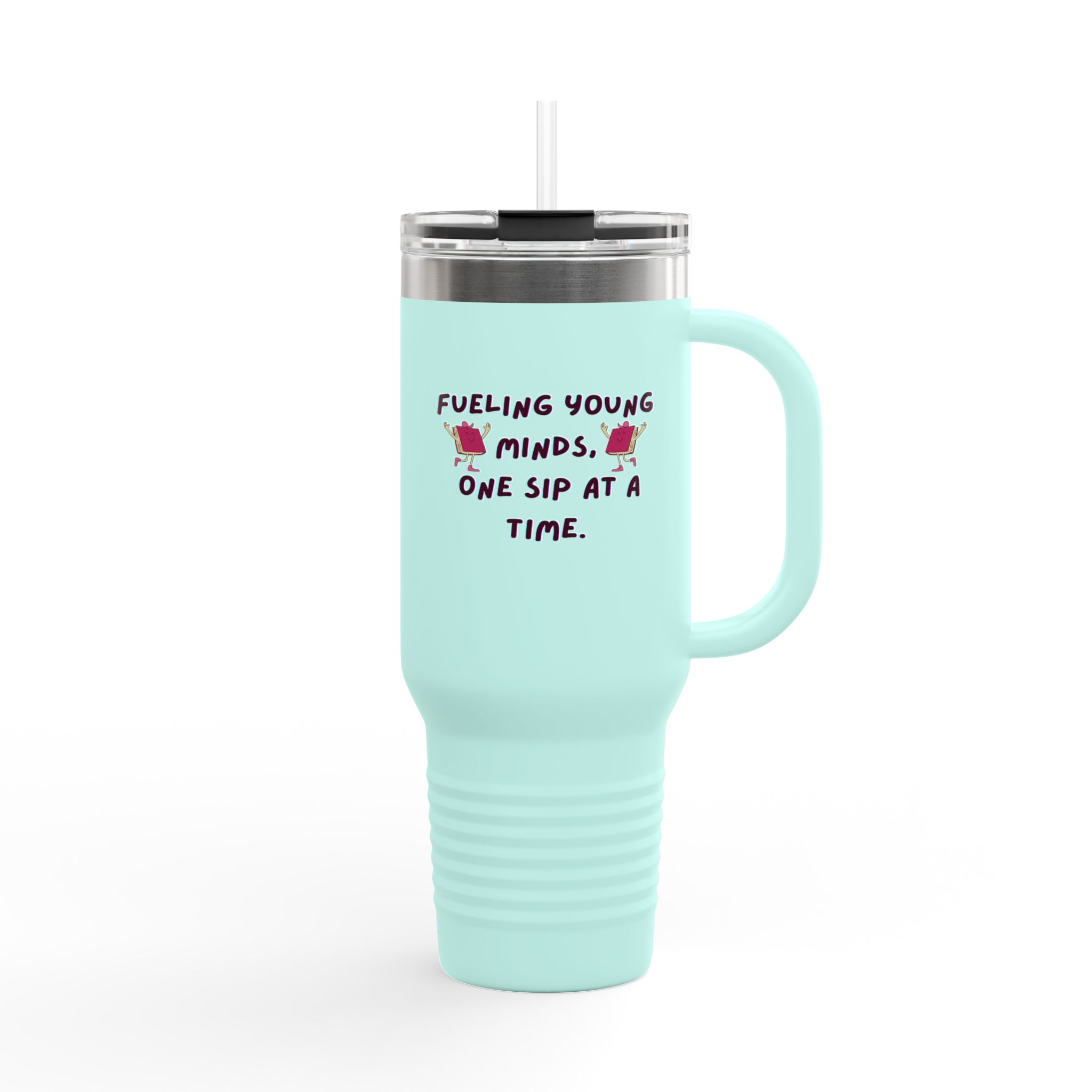 Cartoon Books Insulated Travel Mug, 40oz - Fueling Young Minds, One Sip at a Time, Fun Kids Travel Cup, Large Coffee Tumbler - Image 10