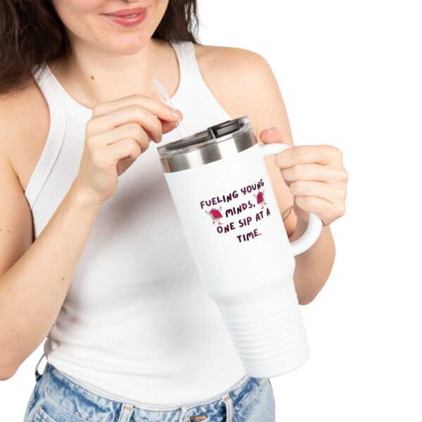 Cartoon Books Insulated Travel Mug, 40oz - Fueling Young Minds, One Sip at a Time, Fun Kids Travel Cup, Large Coffee Tumbler