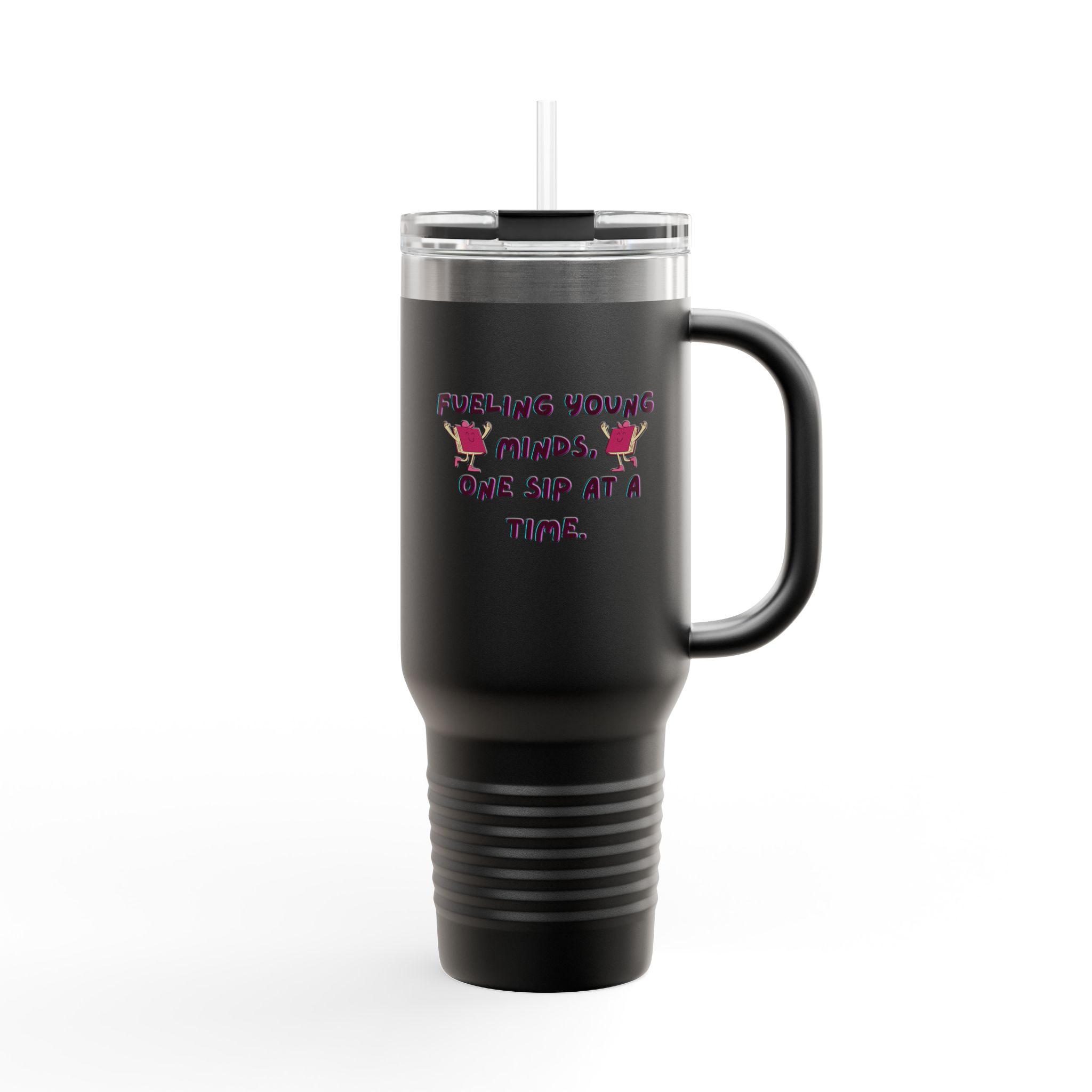 Cartoon Books Insulated Travel Mug, 40oz - Fueling Young Minds, One Sip at a Time, Fun Kids Travel Cup, Large Coffee Tumbler - Image 5