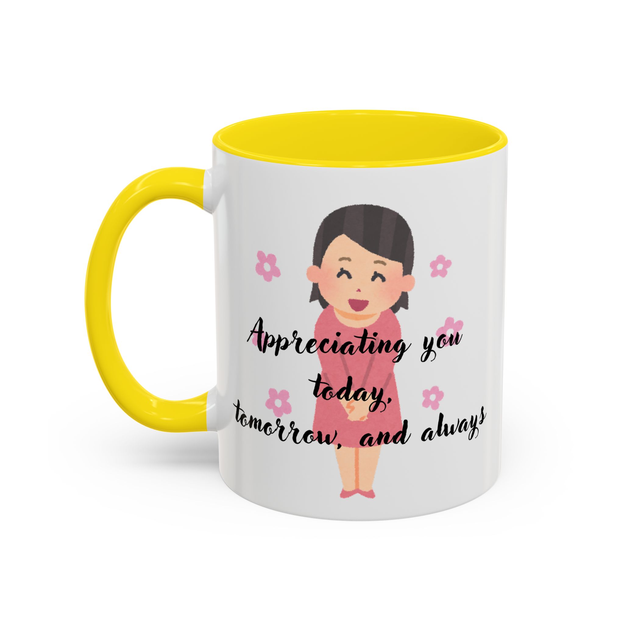 Teacher Appreciation Coffee Mug, Thank You Gift for Elementary School Teacher, Cartoon Character Design, Pink Flowers, 11/15oz, Pastel - Image 14