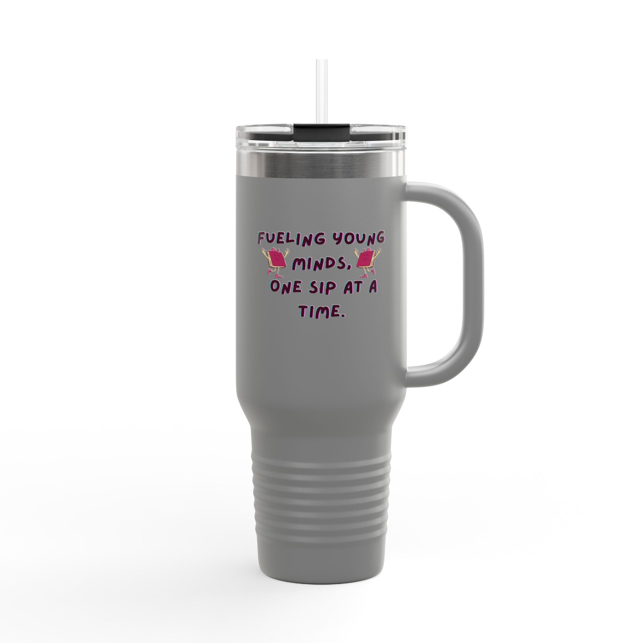 Cartoon Books Insulated Travel Mug, 40oz - Fueling Young Minds, One Sip at a Time, Fun Kids Travel Cup, Large Coffee Tumbler - Image 8