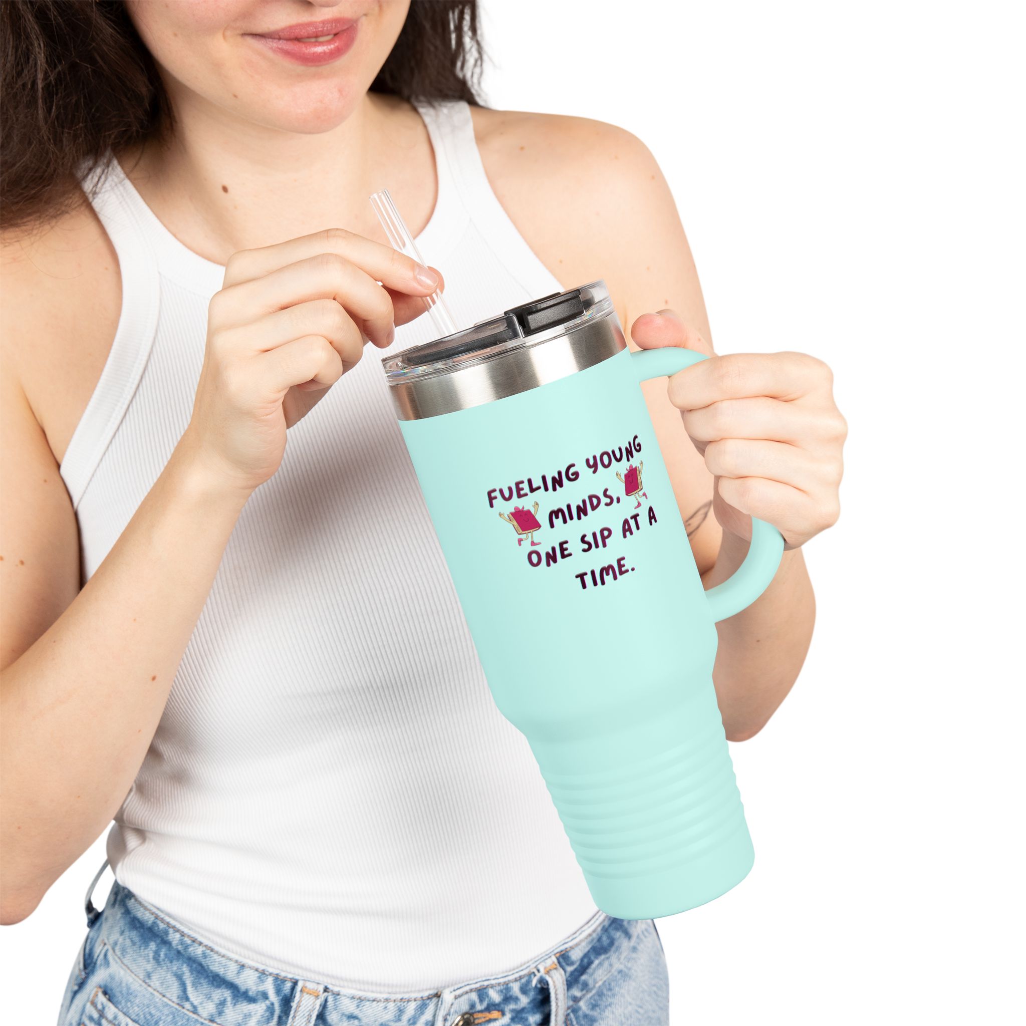 Cartoon Books Insulated Travel Mug, 40oz - Fueling Young Minds, One Sip at a Time, Fun Kids Travel Cup, Large Coffee Tumbler - Image 11